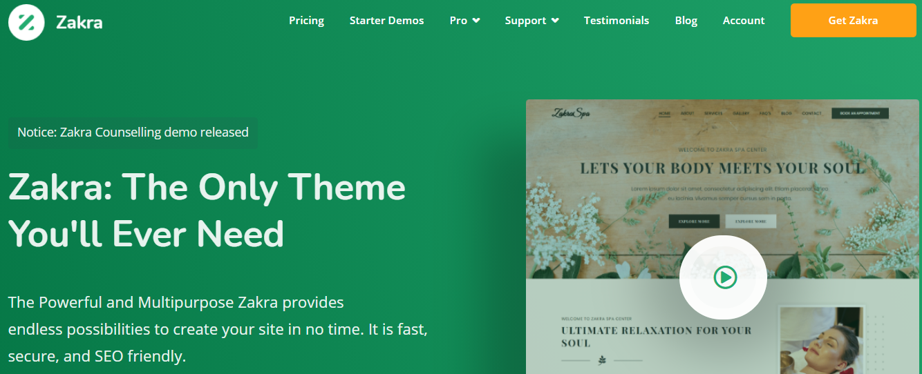 Zakra wordpress theme